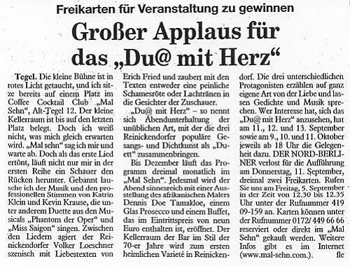 Der Nordberliner, Die Wochenzeitung, 4. September 2003, Nr. 36, 55. Jahrgang